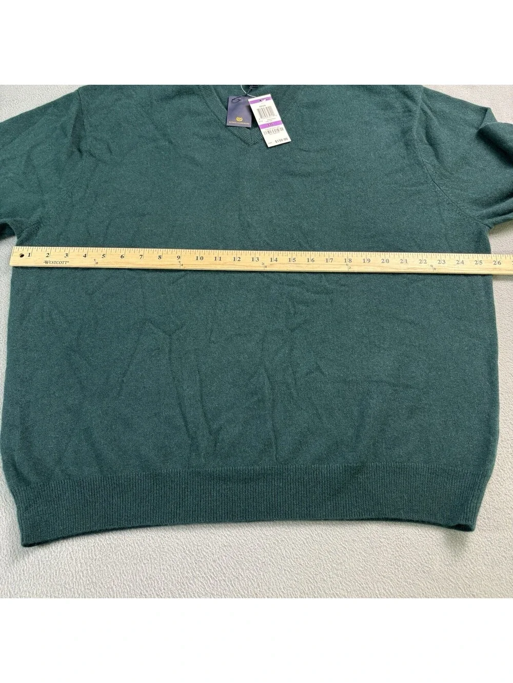 Club Room Estate Cashmere V Neck Sweater Size 2XL Green New With Tags